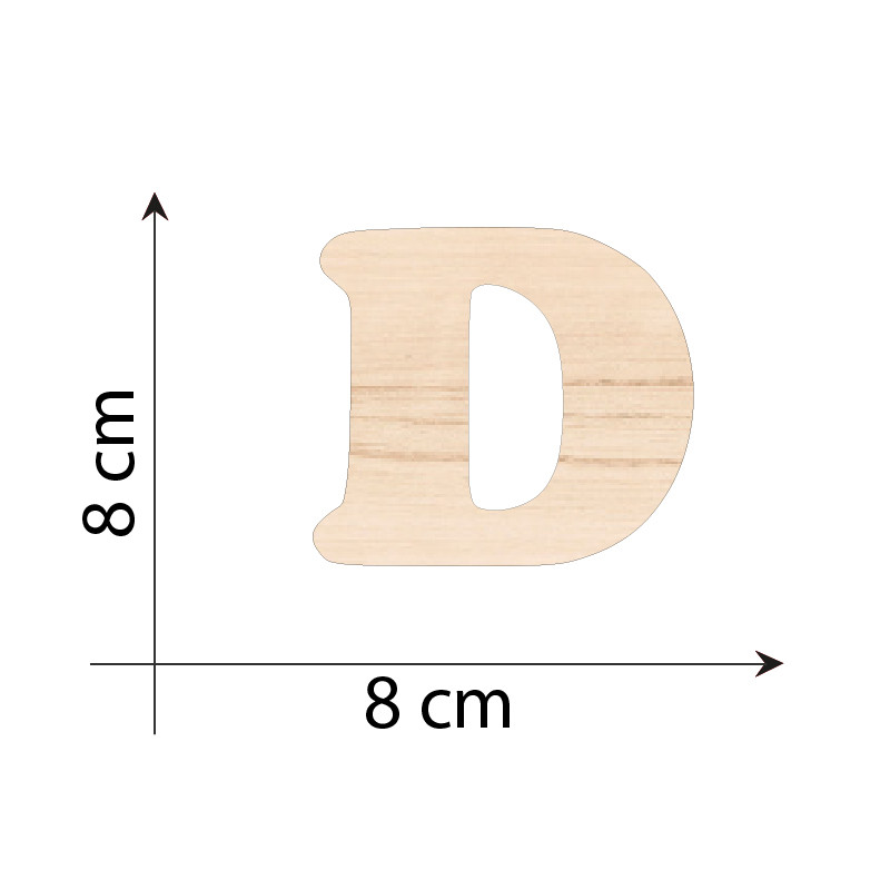Lettera D 8 cm in Legno 3mm per decorazioni