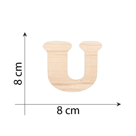 Lettera U 8 cm in Legno 3mm...