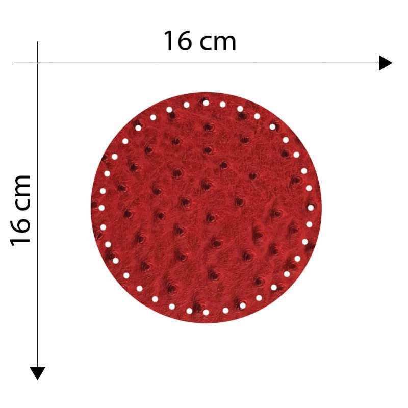 Fondo borsa cerchio 16 cm in ecopelle e pelle rigenerata Broccato Rosso