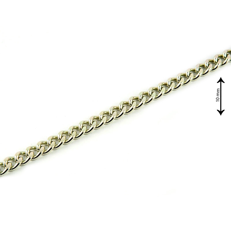 Catena per borse in alluminio a maglia grumetta - Oro - Altezza 10 mm Catena per borse in alluminio a maglia grumetta - Oro - Altezza 10 mm