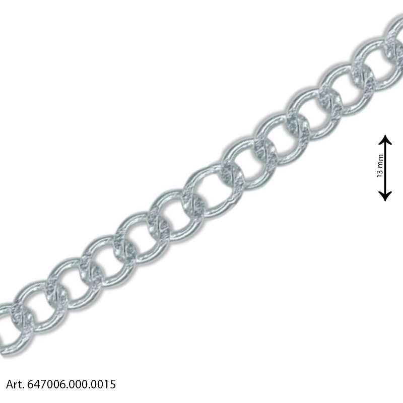 Catena per borsa a maglia grumetta piatta - Argento - Altezza 13 mm Catena per borsa a maglia grumetta piatta - Argento - Altezza 13 mm
