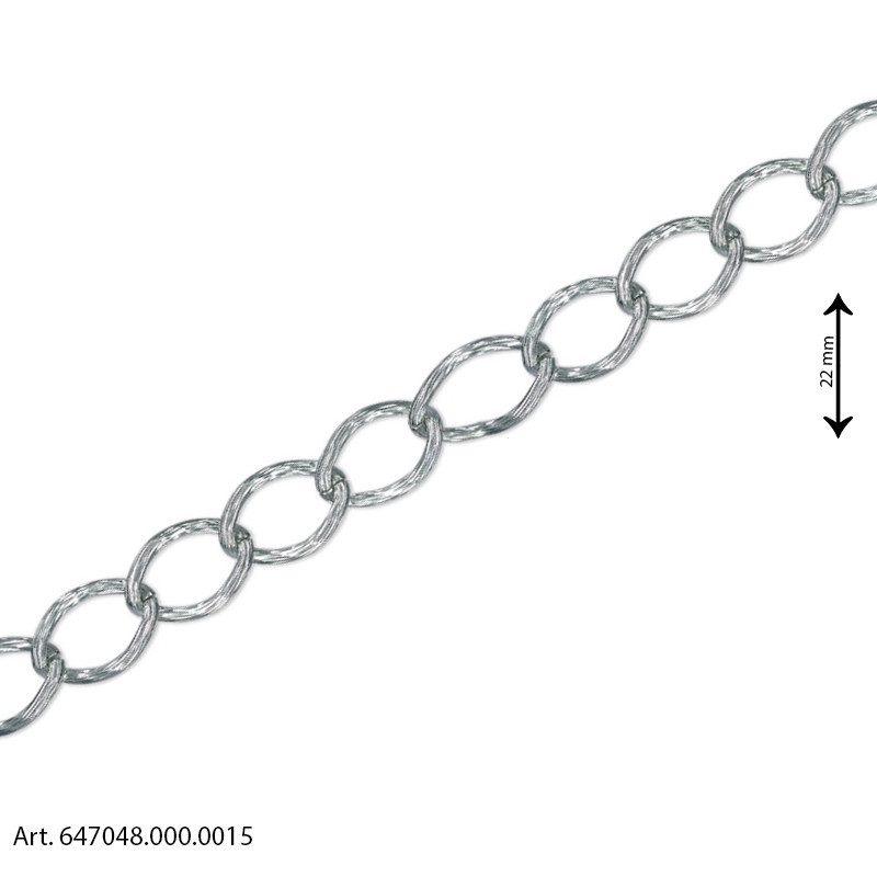 Scratched Curb Chain Bag Chain with Wide Links - Silver - Height 22 mm Scratched Curb Chain Bag Chain with Wide Links - Silver - Height 22 mm