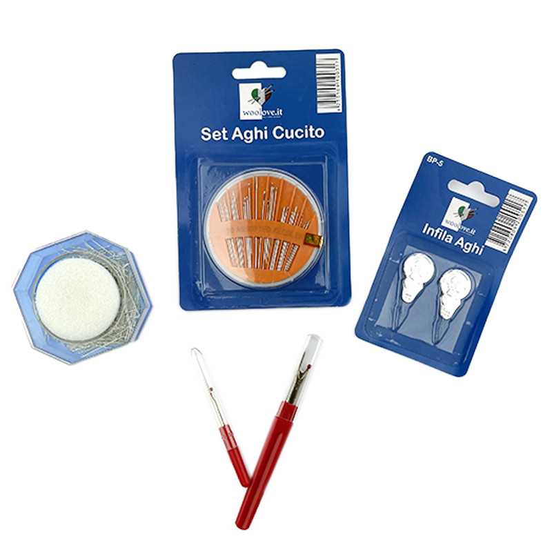 Set Accessori Cucito - Spilli, Aghi, Scucitore, Infila Aghi