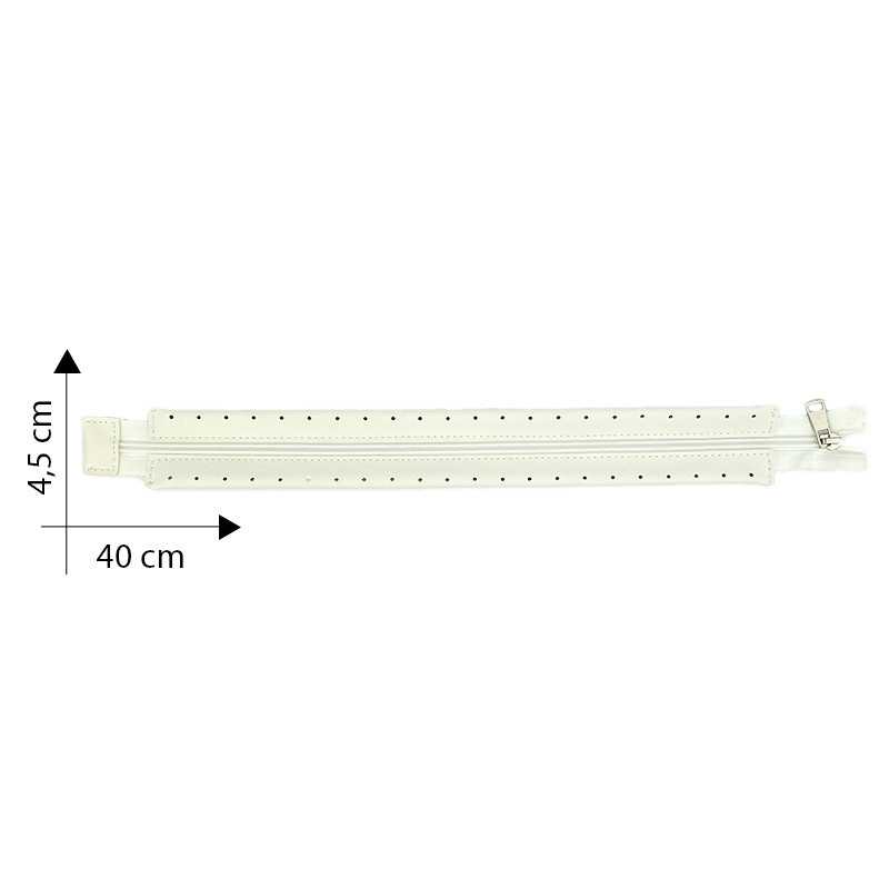Chiusura borsa con cerniera in tessuto finta pelle - Bianco - Misure 40x4,5 cm Chiusura borsa con cerniera in tessuto finta pelle - Bianco - Misure 40x4,5 cm