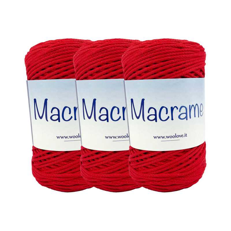 Macramè by Woolove - Pacco da 3 pezzi - Cordino di cotone ecologico