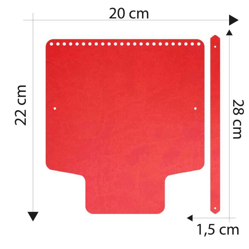 Misure Patella Borsa Ecopelle con Manico Rosso E479