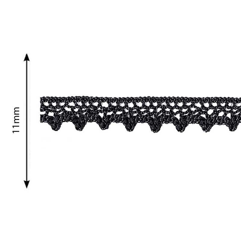 Pizzo merletto di cotone a tombolo tinta unita - Altezza 11mm