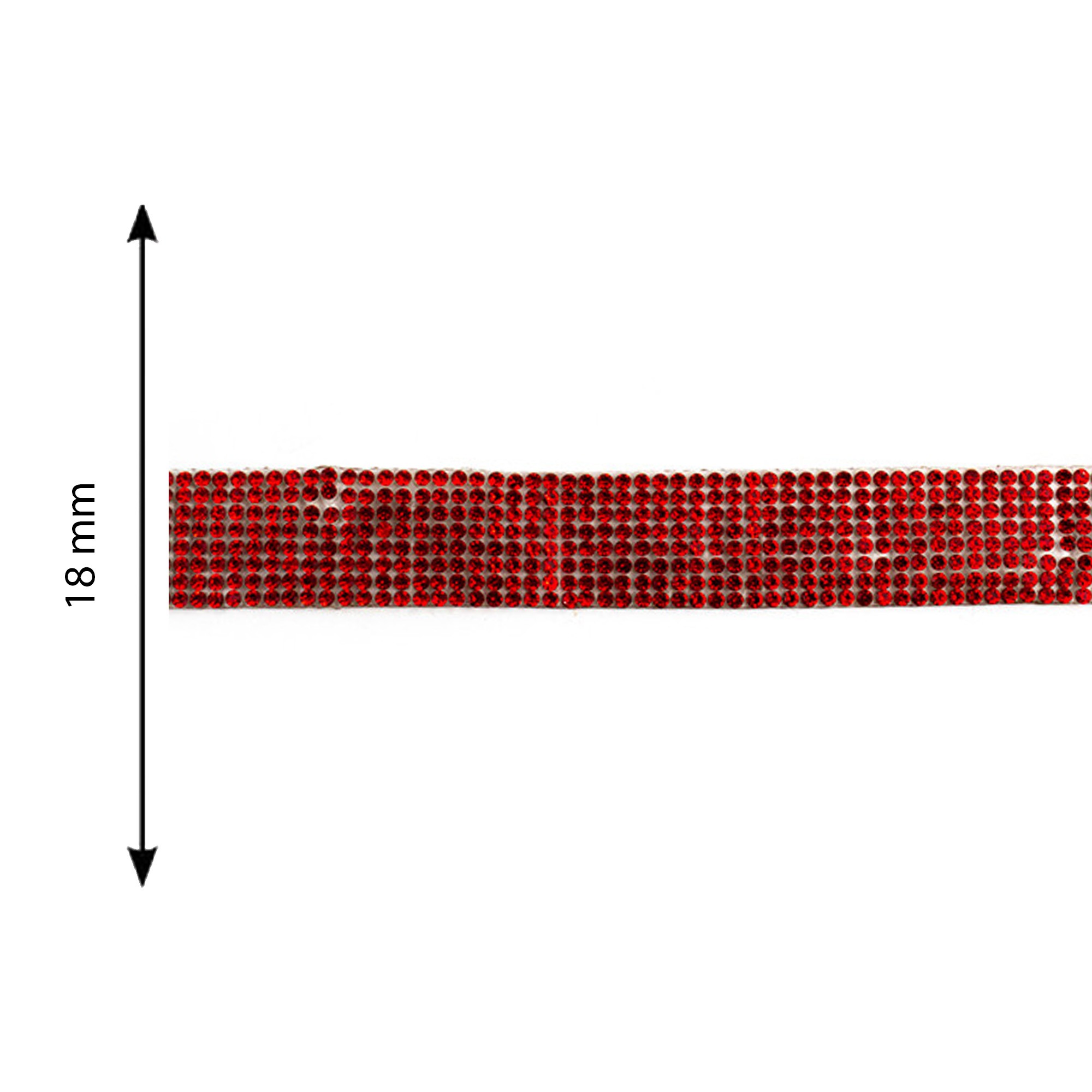Passamaneria termoadesiva strass a 8 file 1.8cm di altezza - Rosso