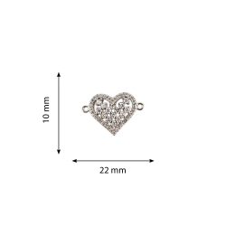 Distanziatore strass a cuore 22x10 mm - Argento