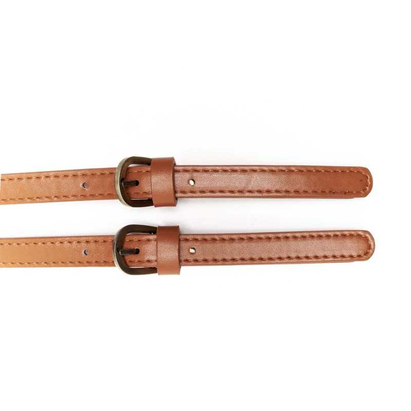Coppia di manici per borsa regolabili in tessuto finta pelle - Misura 65x1,5 cm - Cuoio - Dettagli