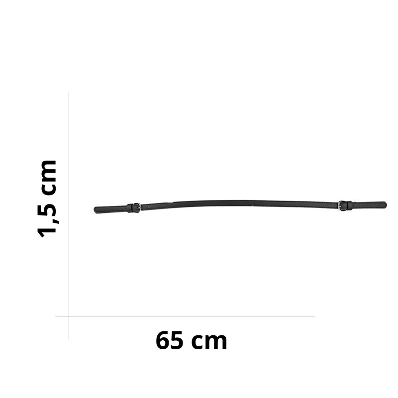 Coppia di manici per borsa regolabili in tessuto finta pelle - Misura 65x1,5 cm - Nero