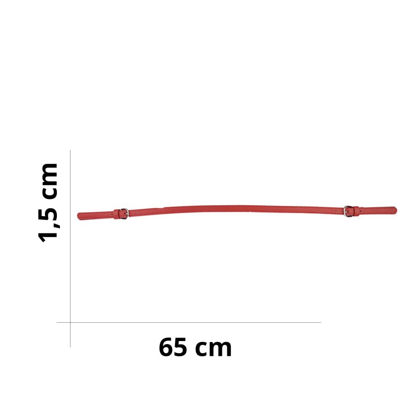 Coppia di manici per borsa regolabili in tessuto finta pelle  - Misura 65x1,5 cm - rosso