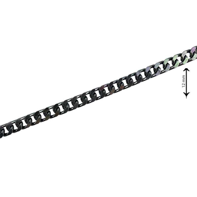 Catena per borse in metallo ad anelli appiattiti - Altezza 12 mm  - Canna di fucile