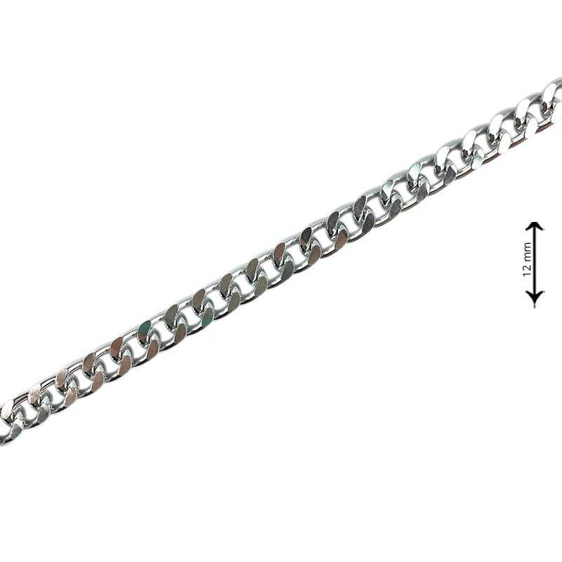 Chaîne de sac en métal avec anneaux aplatis - Hauteur 12 mm - Argenté Chaîne de sac en métal avec anneaux aplatis - Hauteur 12 mm - Argenté