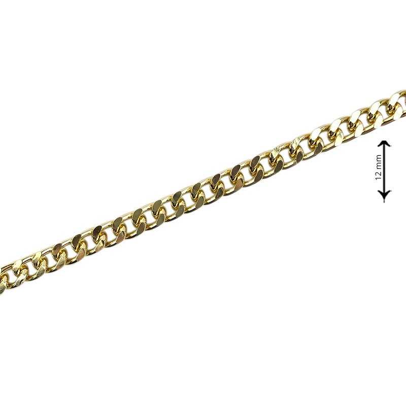 Chaîne de sac en métal avec anneaux aplatis - Hauteur 12 mm - Doré Chaîne de sac en métal avec anneaux aplatis - Hauteur 12 mm - Doré