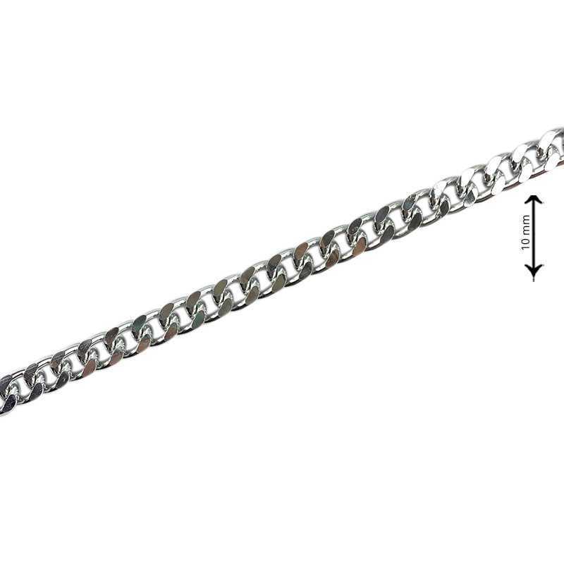 Catena per borse a maglia grumetta piatta - Altezza 10 mm - Argento Catena per borse a maglia grumetta piatta - Altezza 10 mm - Argento