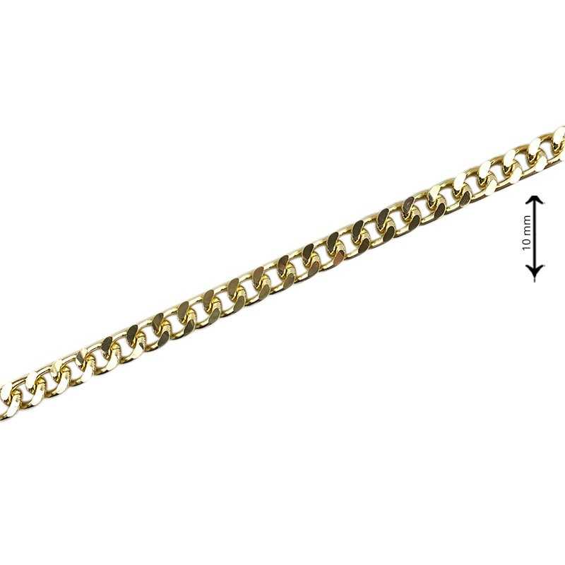 Catena per borse a maglia grumetta piatta - Altezza 10 mm - Oro