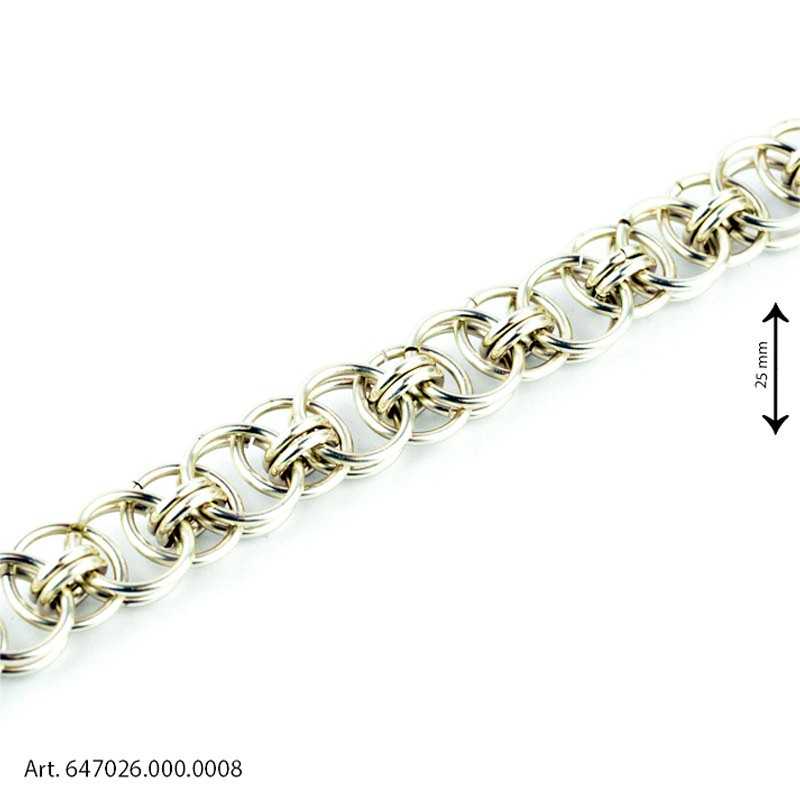 Catena per borse grumetta alternata con triplo anello - Argento - Altezza 25 mm Catena per borse grumetta alternata con triplo anello - Argento - Altezza 25 mm