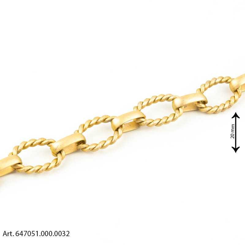 Catena per borse maglia grumetta figaro lavorata - Oro - Altezza 20 mm Catena per borse maglia grumetta figaro lavorata - Oro - Altezza 20 mm