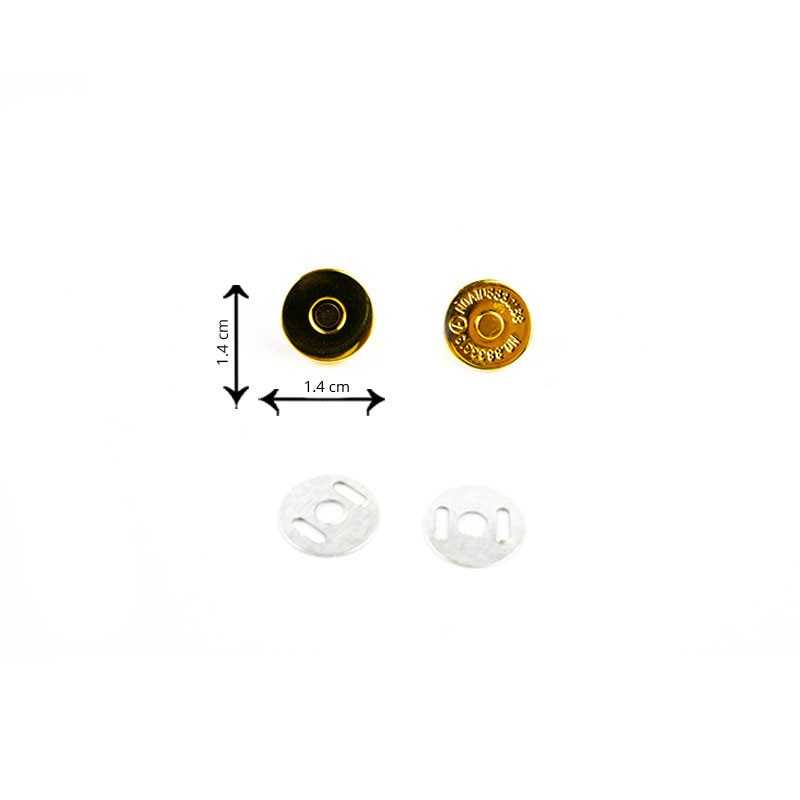 Magnetic snap-on bag closures - Gold - Measurements Ø 1.9 cm Magnetic snap-on bag closures - Gold - Measurements Ø 1.9 cm