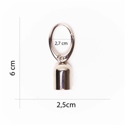 Moschettone per borsa fine corda - Argento - Misura 2,5 x 6 cm