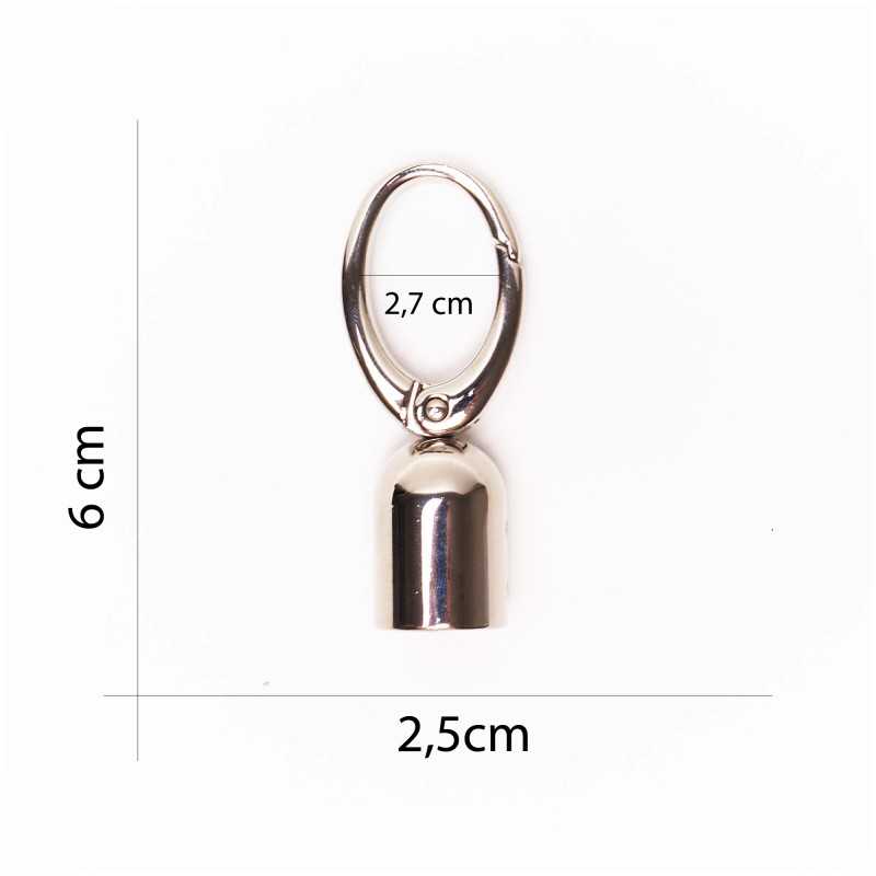 Moschettone per borsa fine corda - Argento - Misura 2,5 x 6 cm Moschettone per borsa fine corda - Argento - Misura 2,5 x 6 cm