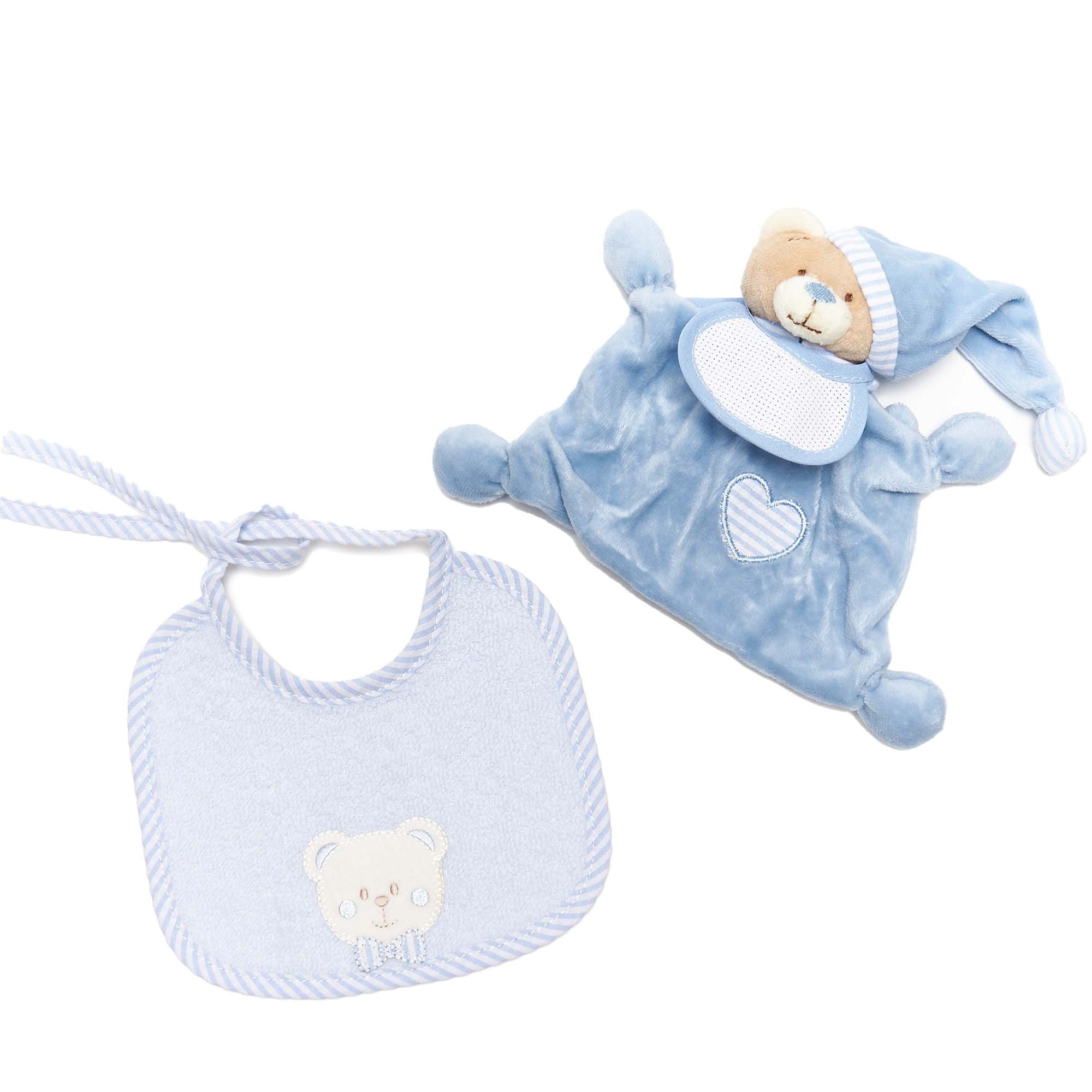 Doudou neonato e bavaglino personalizzato con applicazione orsetto