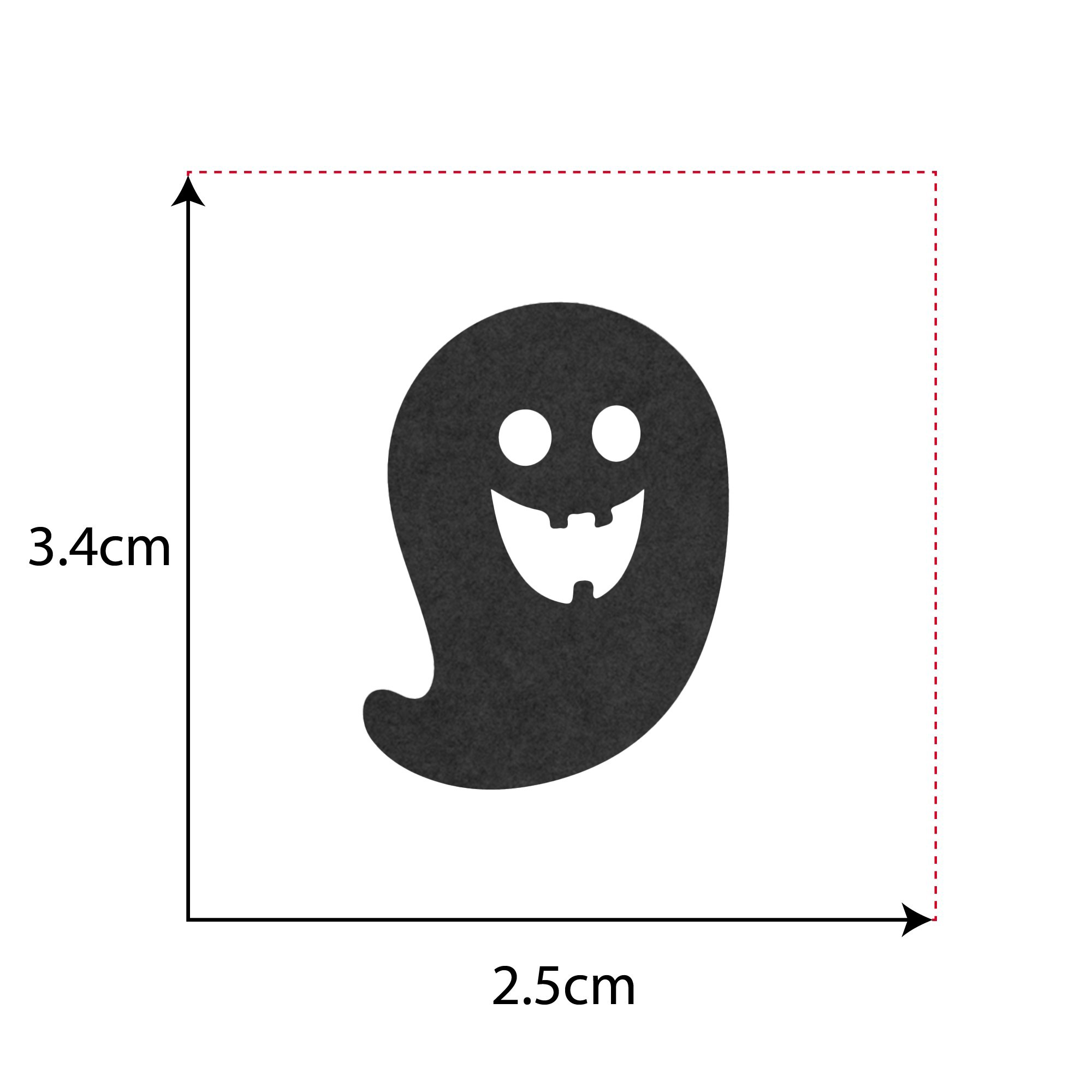 Fantasmino Halloween - Decorazione in feltro - 3,4 x 2,5 cm - Confezione da 5 pezzi