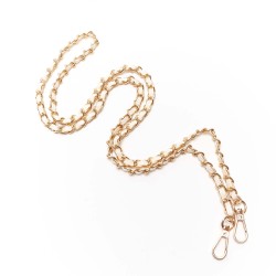 Tracolla manico per borse in finta pelle con catena in metallo e moschettoni - Misura 123x0,8 cm - Oro - Bianco