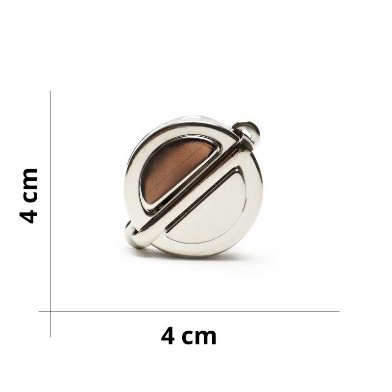 Round Push Button Bag Clasp - Silver - Size 4x4cm Round Push Button Bag Clasp - Silver - Size 4x4cm