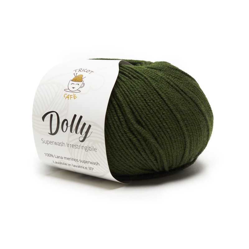 Gomitolo di lana merinos superwash verde militare Dolly del marchio Tricot Café Gomitolo di lana merinos superwash verde militare Dolly del marchio Tricot Café