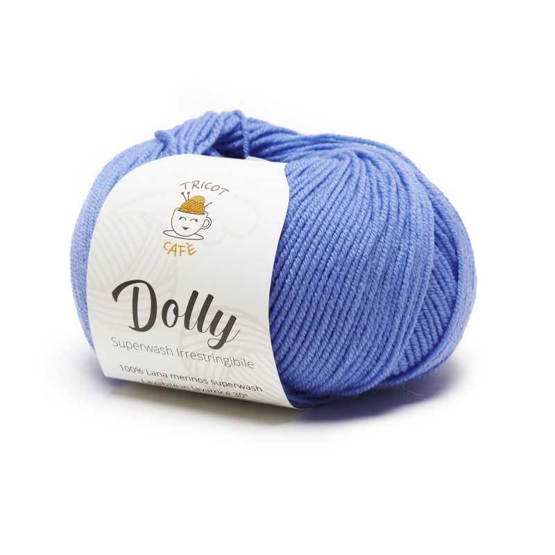 Gomitolo di lana merinos superwash celeste Dolly del marchio Tricot Café Gomitolo di lana merinos superwash celeste Dolly del marchio Tricot Café