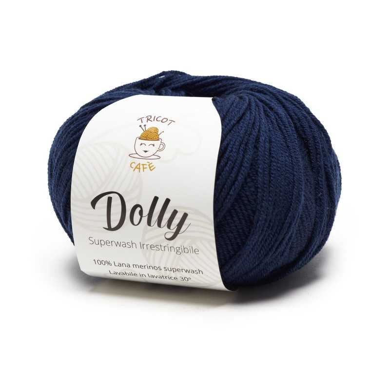 Gomitolo di lana merinos superwash blu scuro Dolly del marchio Tricot Café Gomitolo di lana merinos superwash blu scuro Dolly del marchio Tricot Café