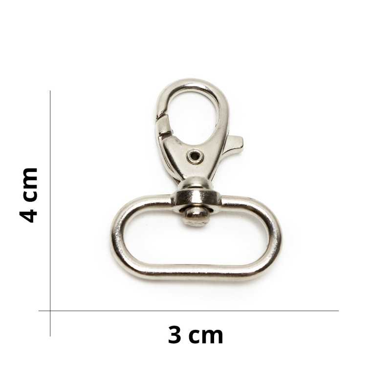 Moschettone per borse e portachiavi girevole - Misura 3x4 cm - Argento Moschettone per borse e portachiavi girevole - Misura 3x4 cm - Argento
