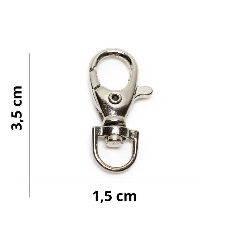 Carabiner for bags and key rings - Size 1.5x3.5 cm - Silver Carabiner for bags and key rings - Size 1.5x3.5 cm - Silver