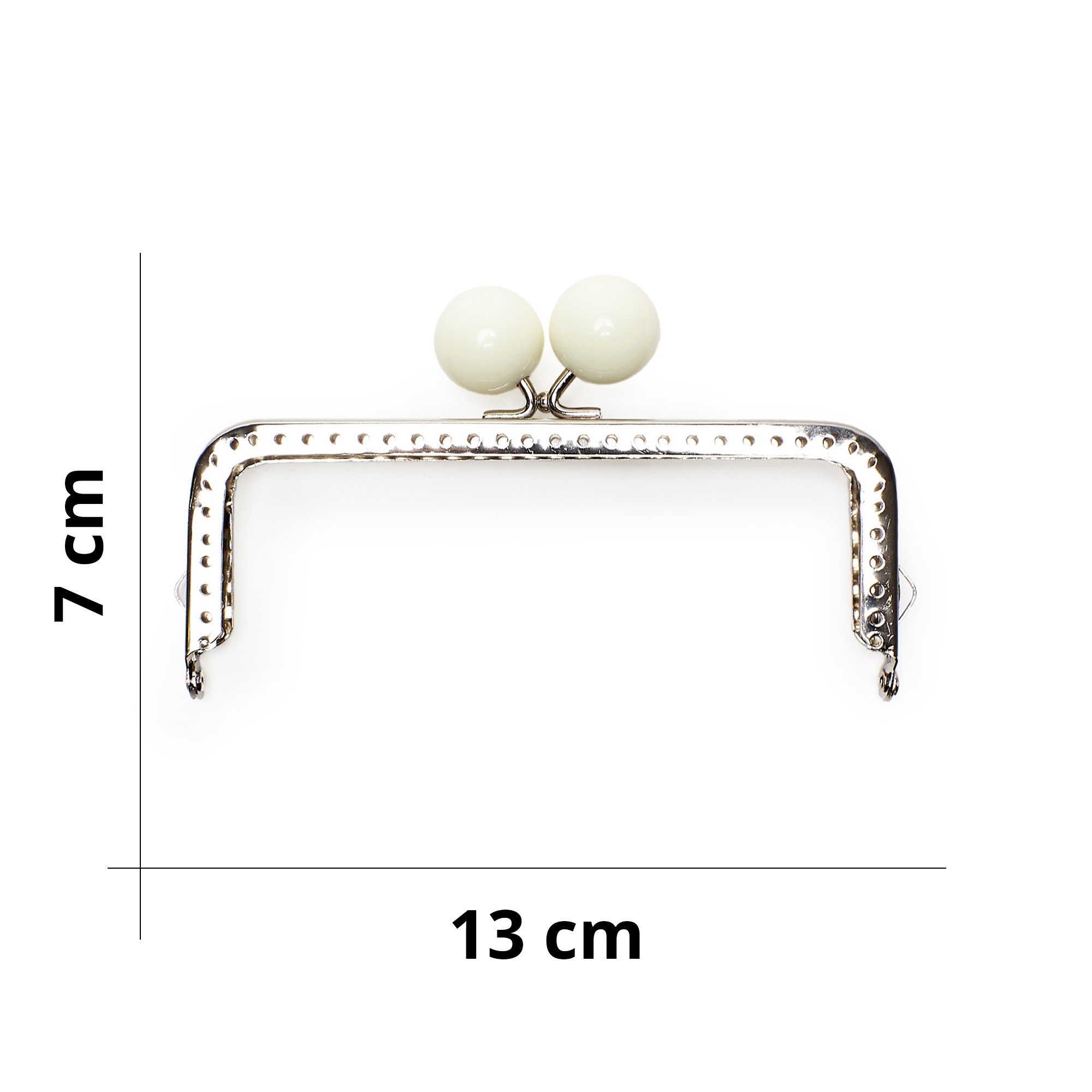 Chiusura borsa clic clac in metallo con perle - 13x7 cm - Tricot Cafè