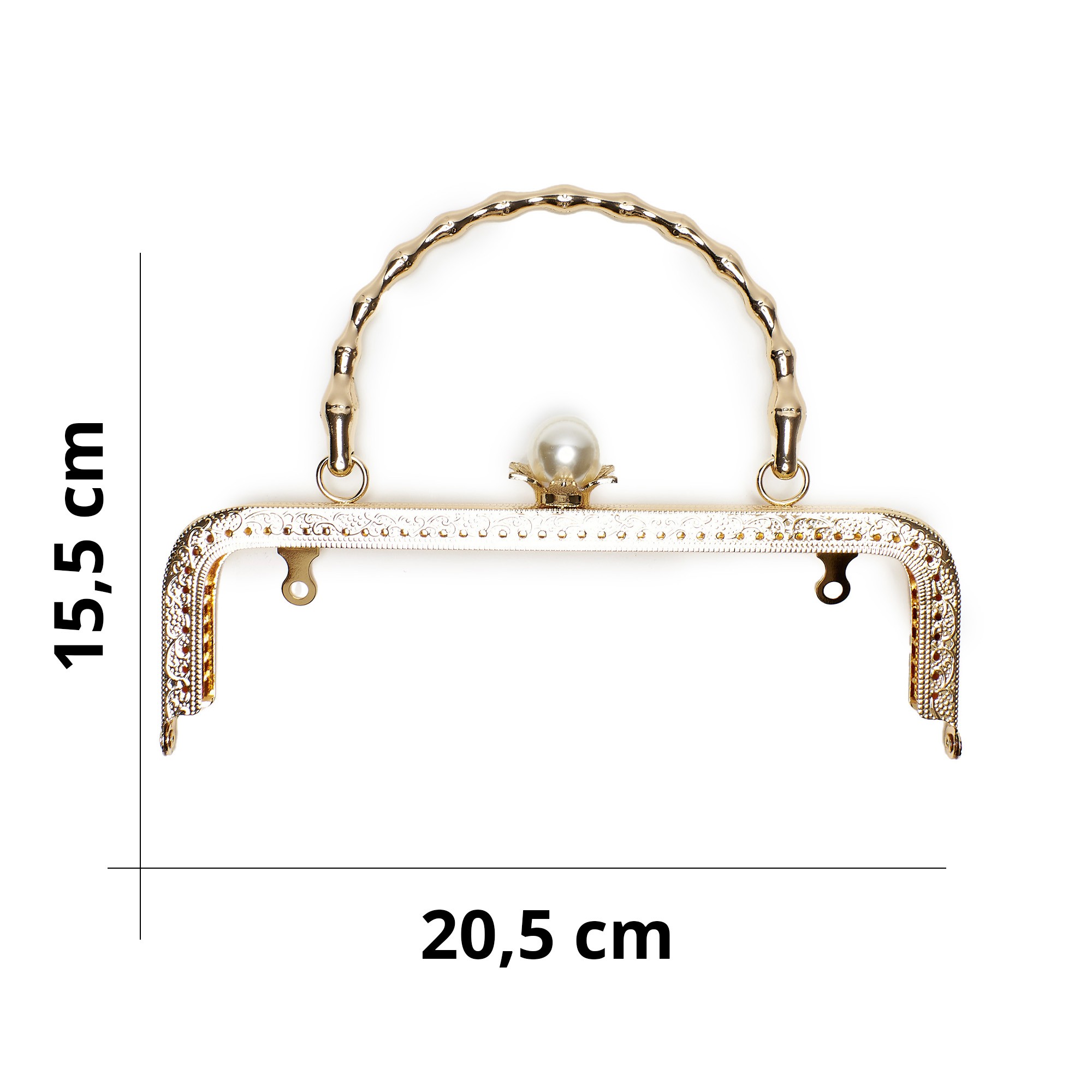 Chiusura Borsa Clic Clac con Manico e con Perla Tricot Caf