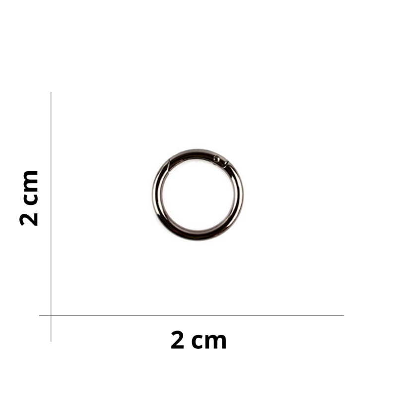 Anello moschettone in metallo per borse fai da te - Ø 2cm - Canna di Fucile Anello moschettone in metallo per borse fai da te - Ø 2cm - Canna di Fucile