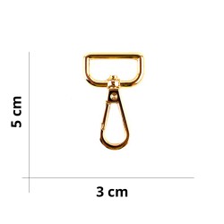 Metal Carabiner for Bag Handles and Key Rings - Size 3x5 cm - Gold