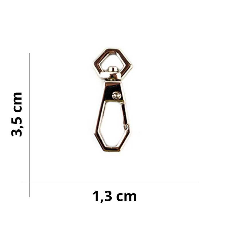 Narrow Base Square Carabiner for Bags - Size 1.3 x 3.5 cm - Silver - Narrow Base Square Carabiner for Bags - Size 1.3 x 3.5 cm - Silver -