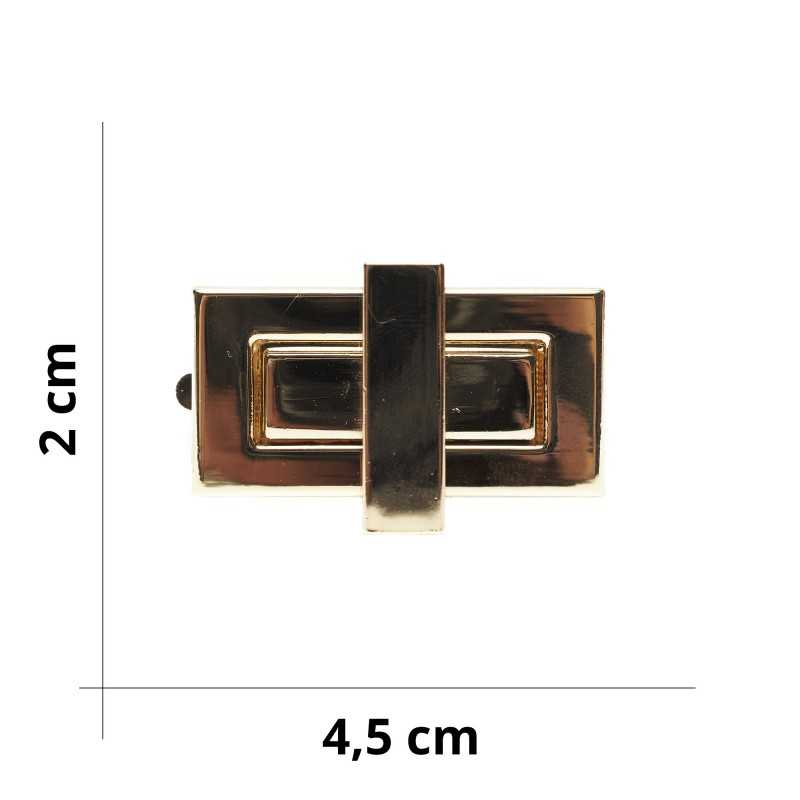 Serrure tournante rectangulaire pour sacs - Or - Taille 4,5x2 cm Serrure tournante rectangulaire pour sacs - Or - Taille 4,5x2 cm