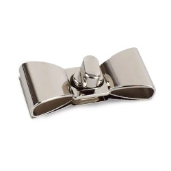 Bow-shaped twist lock for handmade bags.
