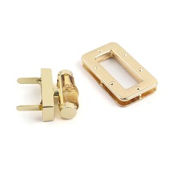 Serrure tournante rectangulaire avec bambou pour sacs - Or