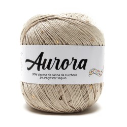 Filato Aurora con paillettes - colore Beige, viscosa naturale per uncinetto e ferri