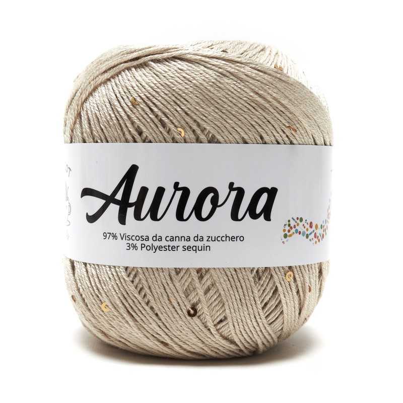 Filato Aurora con paillettes - colore Beige, viscosa naturale per uncinetto e ferri Filato Aurora con paillettes - colore Beige, viscosa naturale per uncinetto e ferri