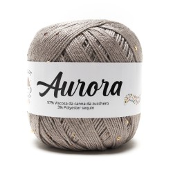 Filato Aurora con paillettes - colore Tortora, viscosa naturale per uncinetto e ferri