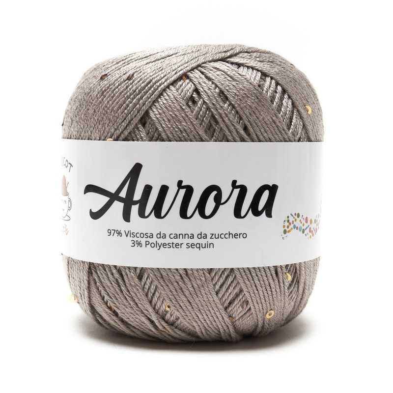 Filato Aurora con paillettes - colore Tortora, viscosa naturale per uncinetto e ferri Filato Aurora con paillettes - colore Tortora, viscosa naturale per uncinetto e ferri