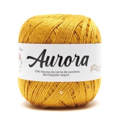 Filato Aurora con paillettes - colore Giallo, viscosa naturale per uncinetto e ferri