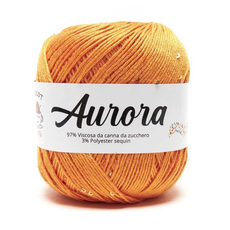 Filato Aurora con paillettes - colore Carota, viscosa naturale per uncinetto e ferri Filato Aurora con paillettes - colore Carota, viscosa naturale per uncinetto e ferri