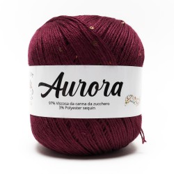 Filato Aurora con paillettes - colore Bordeaux, viscosa naturale per uncinetto e ferri